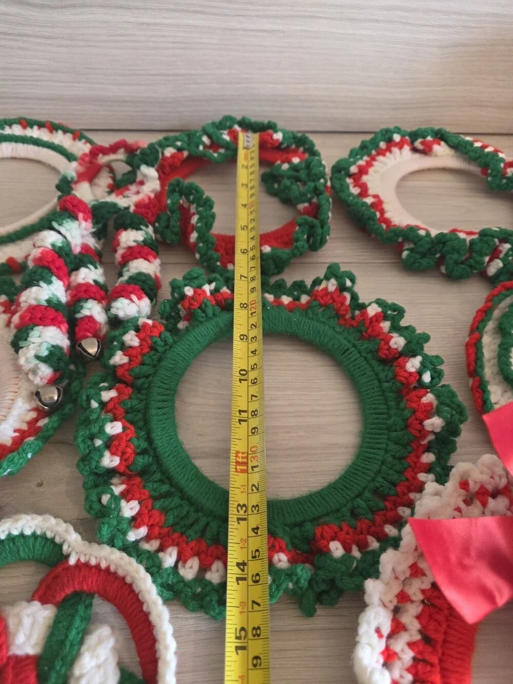 Vtg Handmade Crochet Christmas Wreath Lot 7 Holiday Decor Covers SU13
